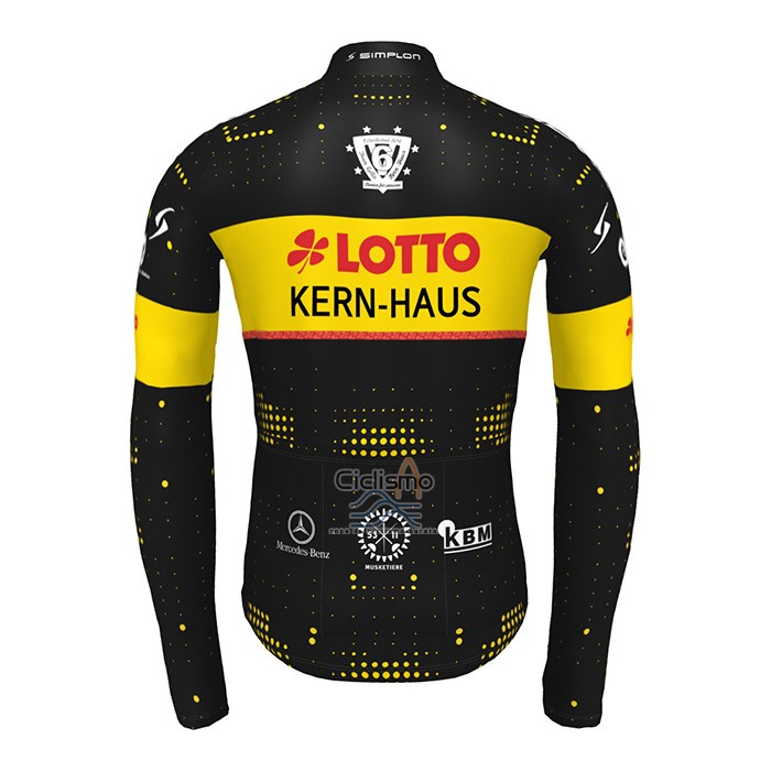 Lotto-kern Haus Ropa Ciclismo Culotte Largo 2022 Hombre Mangas Largas Negro AMarillo